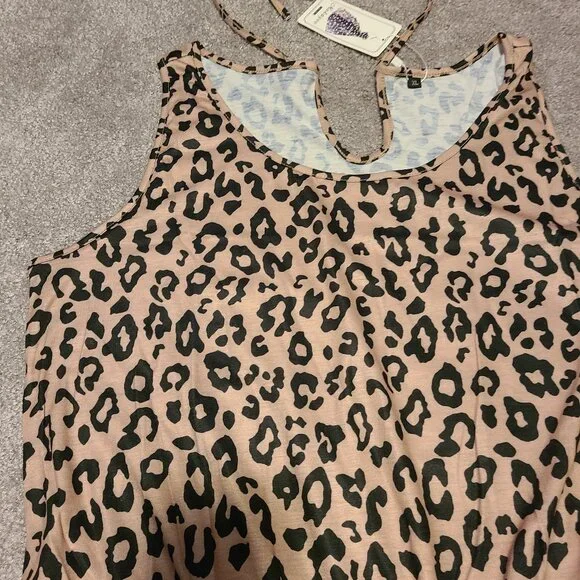 NWT Skorts Leopard print Summer Sleeveless Casual Tie Waist Romper - Picture 4 of 4
